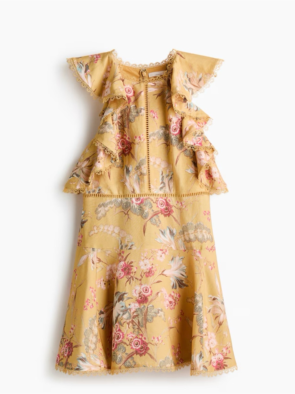 H&M Yellow Floral Ruffle Mini Dress